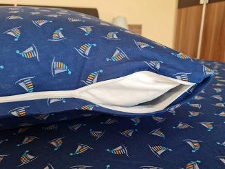 Pościel jersey 160x200 granatowa żaglówki statki