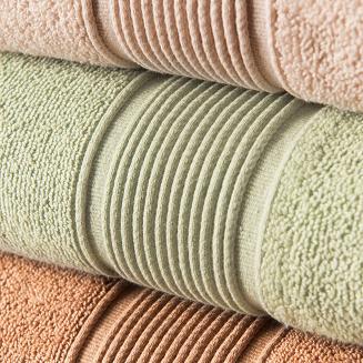 Ręcznik bawełniany NAOMI 50x90 szałwiowy z bordiurą w trójwymiarowe paski