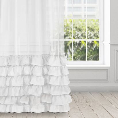 Firana gotowa na taśmie DOLLY 140x250 Eurofirany biała falbany na dole