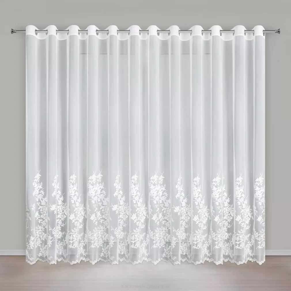 Firana gotowa na przelotkach ALIRA 300x250 Eurofirany kremowa szampański haft