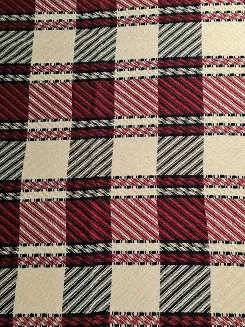 Narzuta dekoracyjna tkana 170x205 bordowa kremowa czarna krata