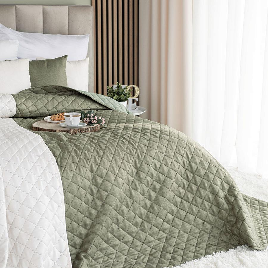 Narzuta dekoracyjna JODEŁKA 170x210 pikowana szarozielona