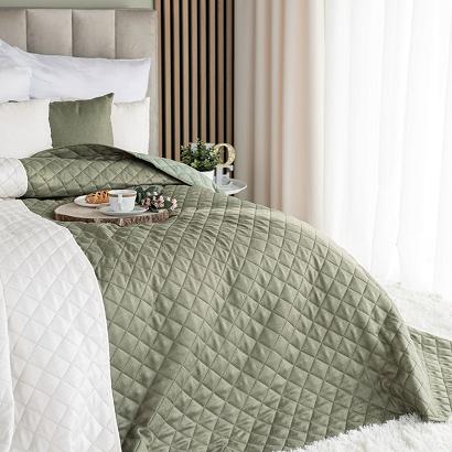 Narzuta dekoracyjna JODEŁKA 170x210 pikowana szarozielona