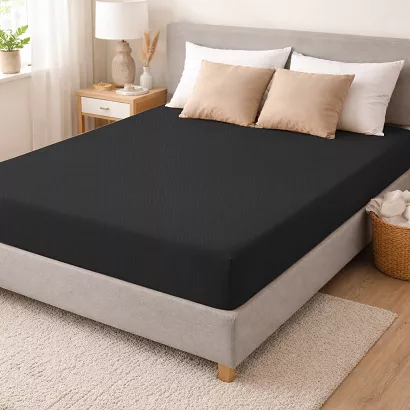 Prześcieradło jersey z gumką 140x200 czarne
