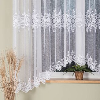 Firanka żakardowa gotowa na żabki ŻANETA 450x175 biała