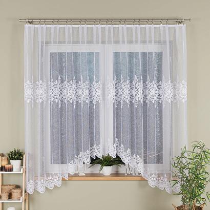 Firanka żakardowa gotowa na żabki ŻANETA 450x175 biała