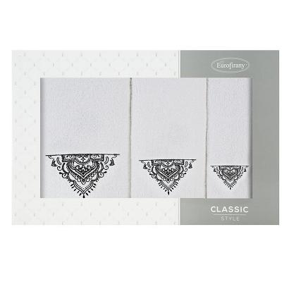 Komplet ręczników 3 cz. LAURA Eurofirany biały czarny haft