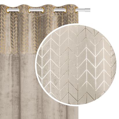 Zasłona gotowa na przelotkach NORD 140x250 welurowa półzaciemniająca beżowa