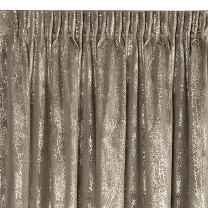 Zasłona gotowa na taśmie INGRID 140x270 Eurofirany welwetowa brązowa szampański marmurek