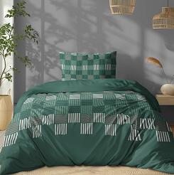 Pościel bawełniana 140x200 Detexpol zielona szachownica