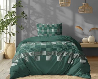 Pościel bawełniana 140x200 Detexpol zielona szachownica