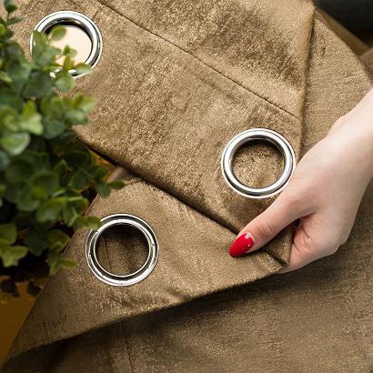 Zasłona gotowa na przelotkach ELEONORA 140x250 brązowa ze złotym nadrukiem