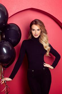 Body damskie z długim rękawem i golfem Marla czarne