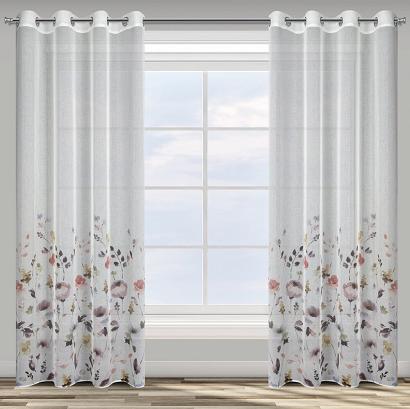 Zasłona gotowa na przelotkach LAVIN 140x250 Design91 biała pudrowa polne kwiaty