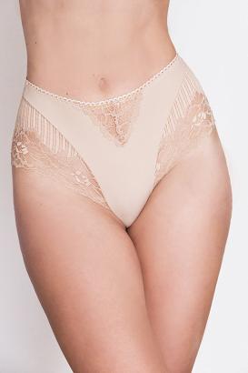 Figi damskie z wysokim stanem i koronką Virgilia Eldar beżowe