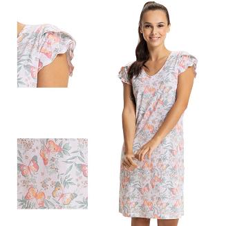 Koszula damska LUNA kod 48 pastelowa w motyle