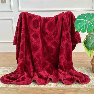 Koc akrylowy na fotel tłoczony VITO 80x160 geometryczny wzór bordowy