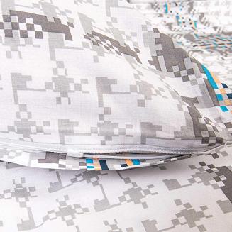 Pościel bawełniana 180x200 COTTONLOVE biała szara kratka