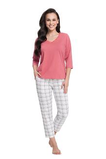 Piżama damska LUNA kod 609 malinowa / krata