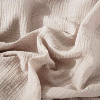 Ciemno Beżowa Bawełniana Pościel Muślinowa 140x200