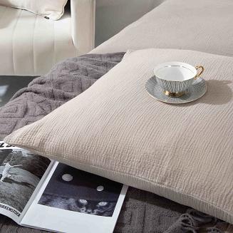 Ciemno Beżowa Bawełniana Pościel Muślinowa 140x200