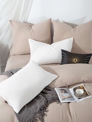 Pościel bawełniana MUŚLINOWA 140x200 ciemnobeżowa