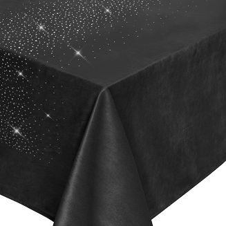 Obrus dekoracyjny SHINY 140x180 welurowy czarny z kryształkami