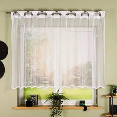 Firanka żakardowa gotowa na szelkach ELZA 250x140 biała