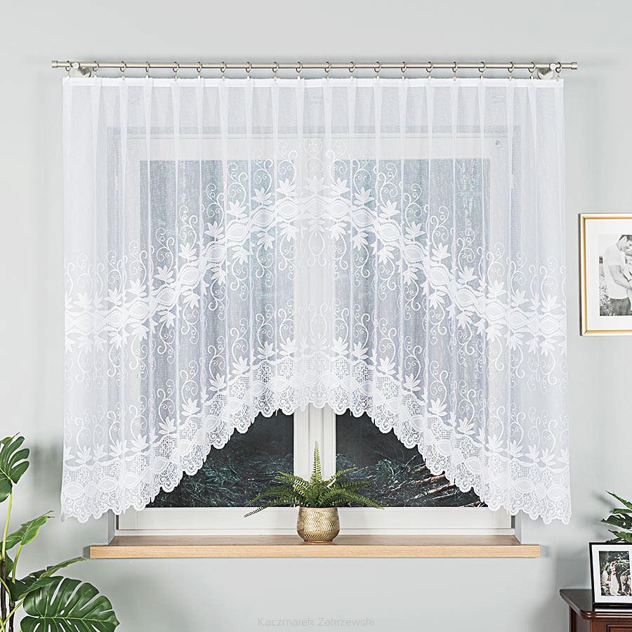 Firanka żakardowa gotowa na żabki JOWITA 300x150 biała