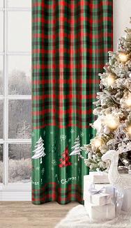 Zasłona gotowa na przelotkach świąteczna FELIKS 140x250 Eurofirany zielony