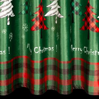 Zasłona gotowa na przelotkach świąteczna FELIKS 140x250 Eurofirany zielony