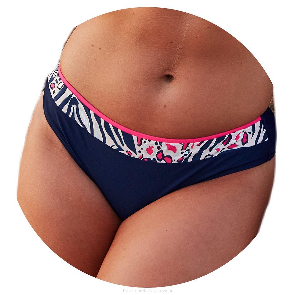 Strój kąpielowy dół figi tanga Nuria 036 panterka zebra granatowy