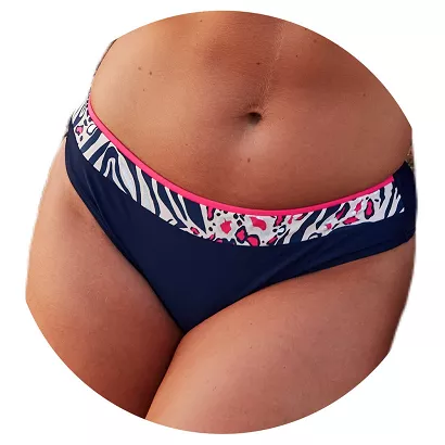 Strój kąpielowy dół figi tanga Nuria 036 panterka zebra granatowy