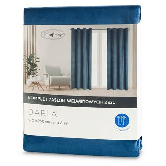 Zasłona gotowa na przelotkach DARLA 140x250 Eurofirany granatowy