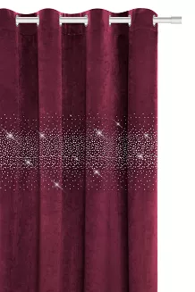 Bordowa Zasłona Welurowa Z Kryształkami 140x250 Shiny