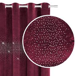 Bordowa Zasłona Welurowa Z Kryształkami 140x250 Shiny