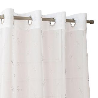 Firana gotowa na przelotkach z ołowianką KOKARDKA 140x250 biała diamentowe srebrne kokardki na woalu