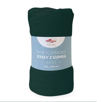 Prześcieradło jersey z gumką 160x200 Basic Darymex butelkowa zieleń