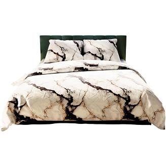 Komplet pościeli z bawełny satynowej LUSARIA 220x200 kremowa czarna a'la marmur