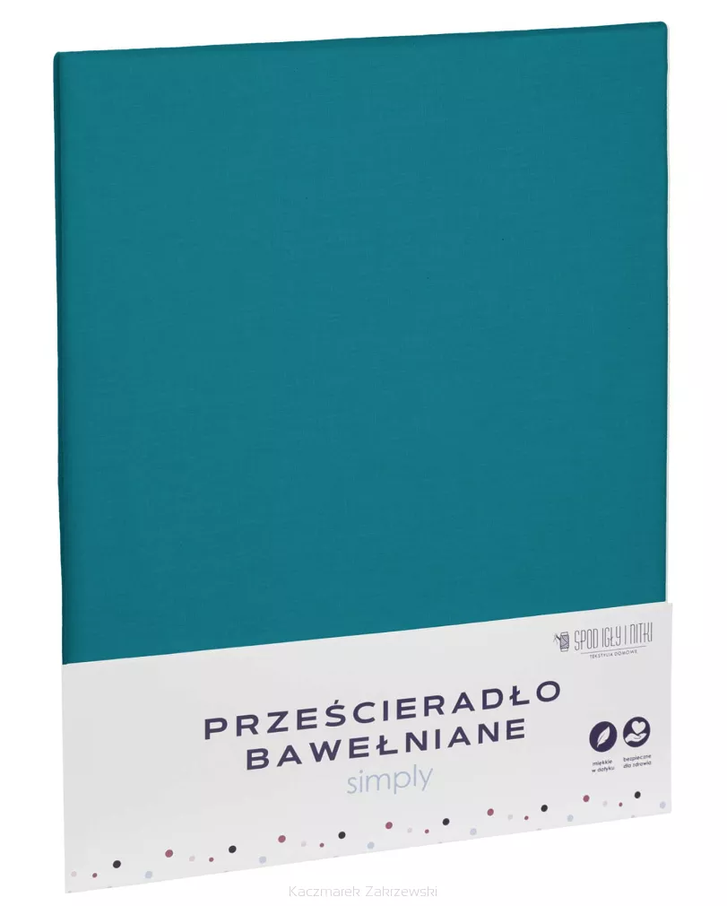 Prześcieradło bawełniane bez gumki SIMPLY 140x200 turkusowe