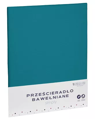 Prześcieradło bawełniane bez gumki SIMPLY 140x200 turkusowe