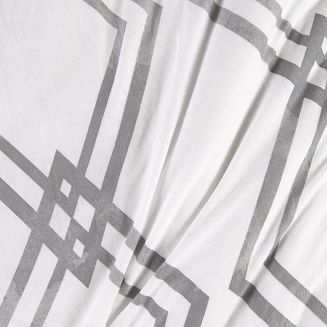 Pościel jersey 180x200 JERSEYLOVE biała szara geometria romby