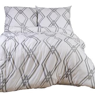 Pościel jersey 180x200 JERSEYLOVE biała szara geometria romby