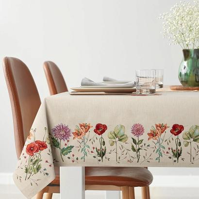 Obrus dekoracyjny gobelin 140x180 Eurofirany ecru polne kwiaty