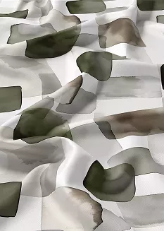 Pościel satynowa Home Satin 140x200 biała szara zielona akwarelowa geometria