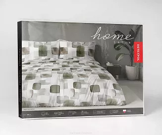 Pościel satynowa Home Satin 140x200 biała szara zielona akwarelowa geometria