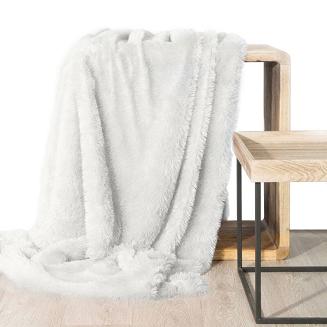 Koc narzuta włochacz TIFFANY 170x210 biały