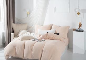Beżowa Bawełniana Pościel Muślinowa 220x200