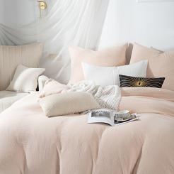 Beżowa Bawełniana Pościel Muślinowa 220x200