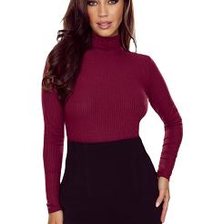 Bluzka damska z długim rękawem i golfem Matylda bordowa